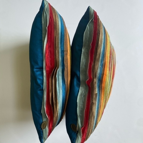 2 Pier 1 Imports Multicolored Stripe Decorative Throw Accent Pillows - Picture 6 of 10